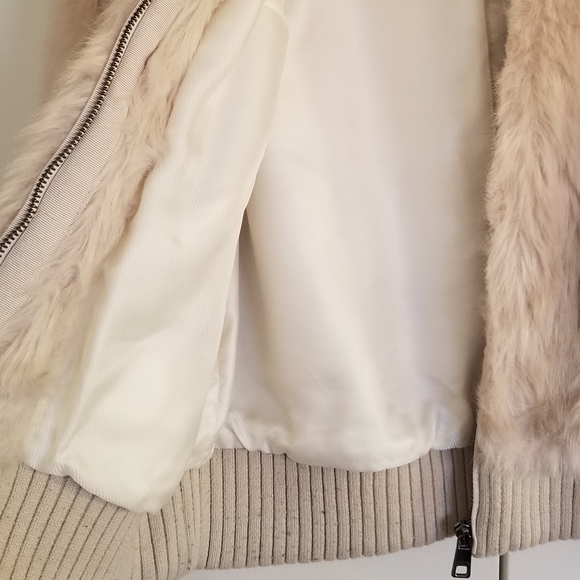 White Faux Fur Bomber Jacket - Picture 6 of 8